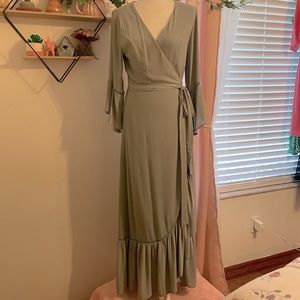 Green Maxi Wrap Dress